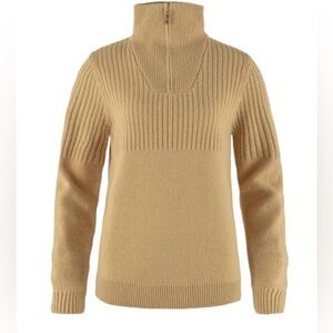 Fjällräven Övik half-zip Beige Dune Wool Sweater Women’s size small